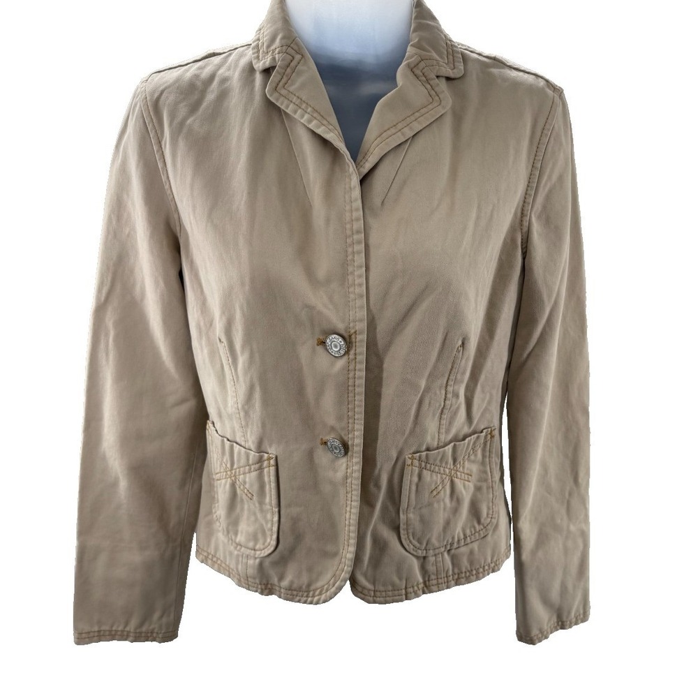 Gap 1969 Womens Tan Khaki Cotton‎ Blazer Jacket Two Button Size 2